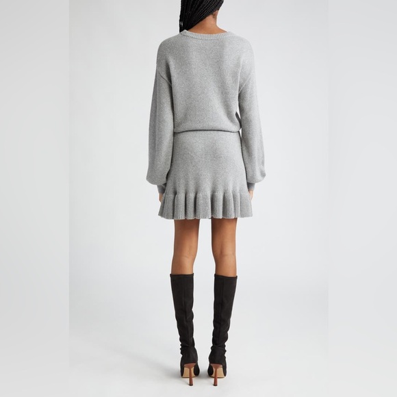 CINQ À SEPT Kiana grey knit sweater mini dress with tie size Medium - Picture 2 of 8